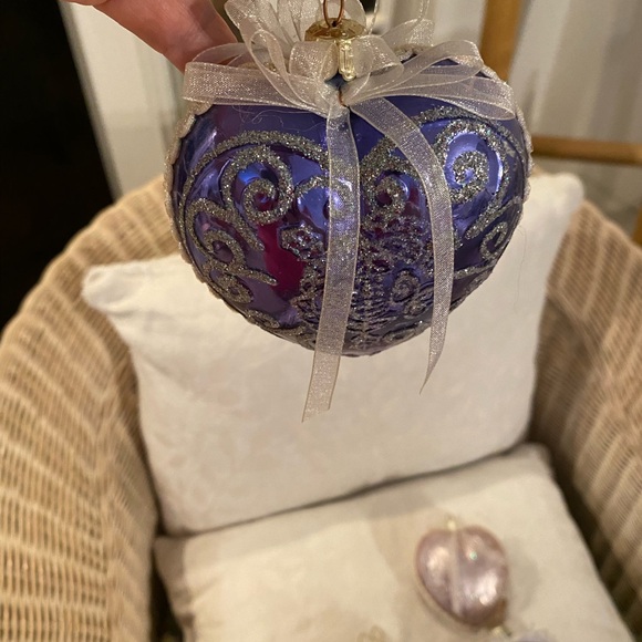 VTG Christmas Heart ❤️ Ornaments. Pink & Purple 🎄 - Picture 4 of 5